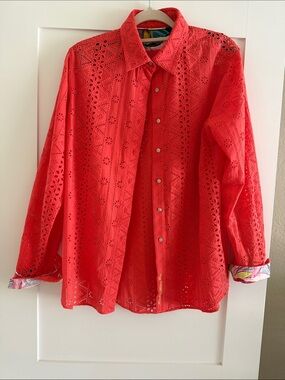 Robert Graham Red Eyelet Button-Down Shirt